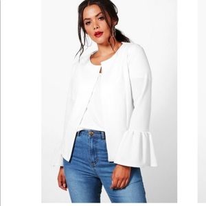 Ruffle Hem Collarless Jacket